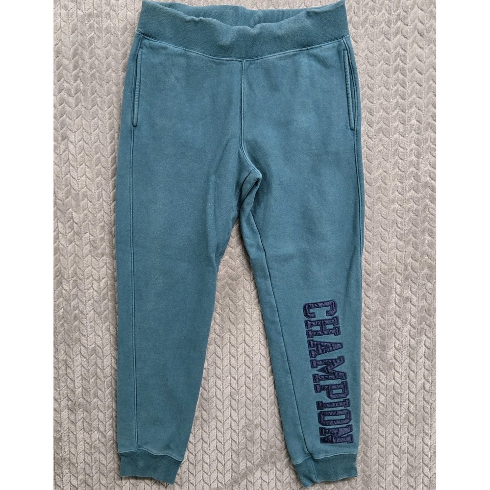 Champion Reverse Weave‎ Jogger Pants Adult Size Medium Teal Green Spellout